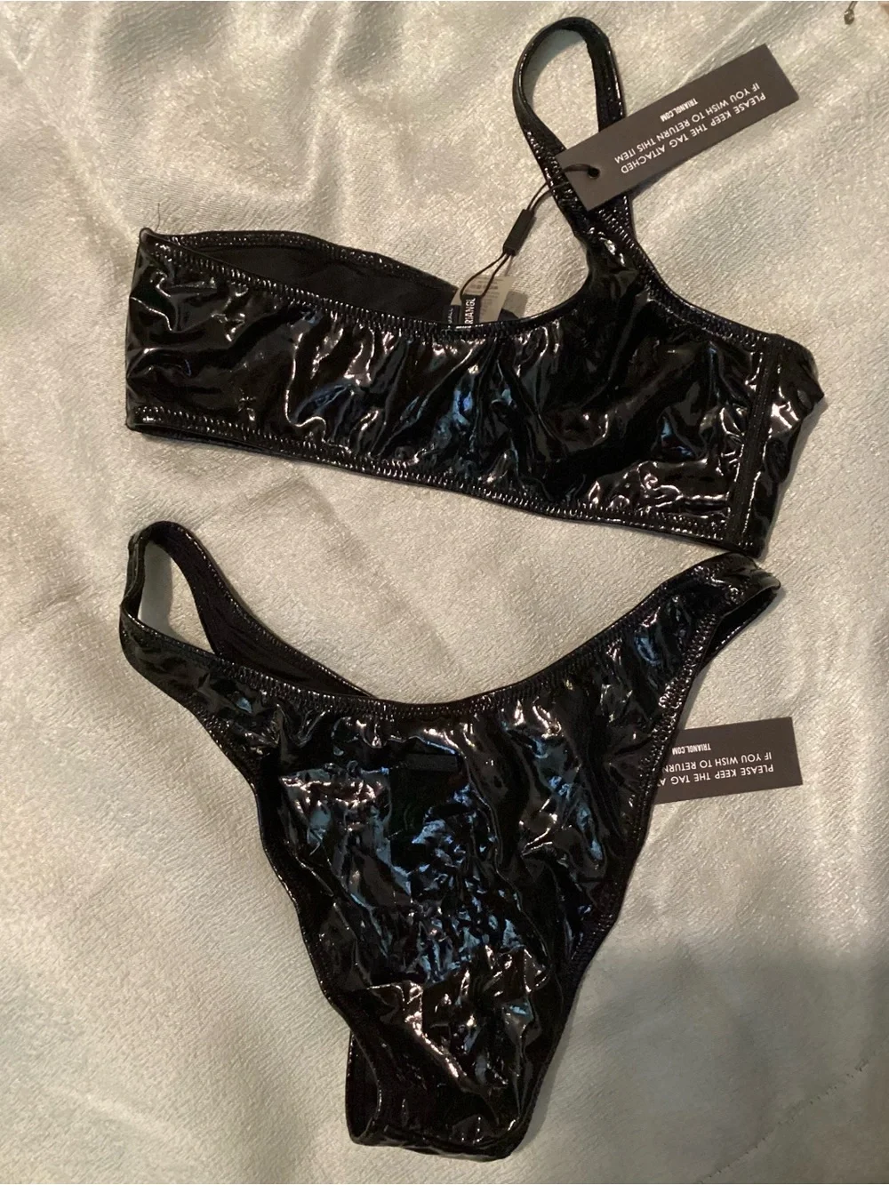 triangl swimwear Black Shiny One-Shoulder Bikini